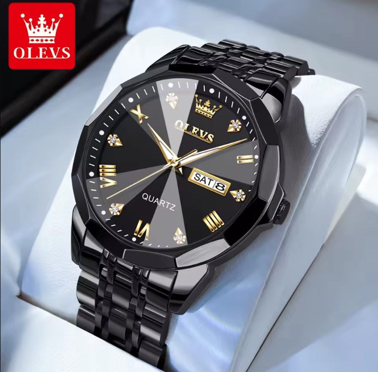 Stainless Steel Men Watches Waterproof 30m Olevs - Luxury Quartz Clock Luminous