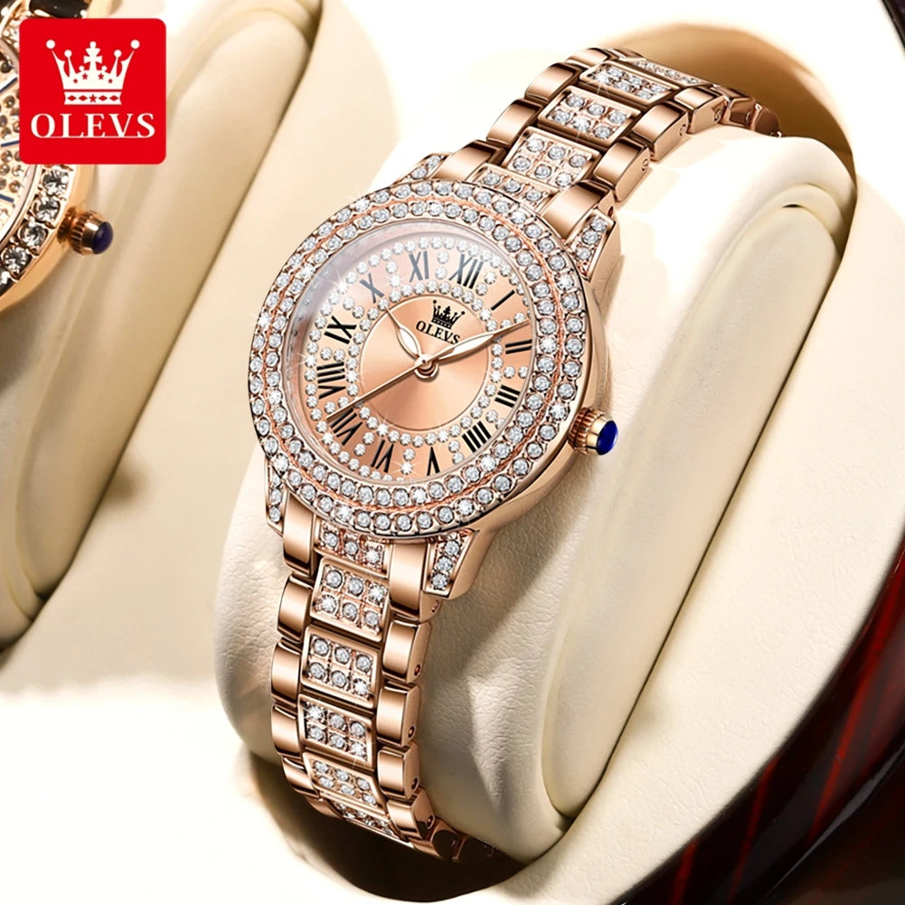 OLEVS Original Diamond Women Watch - Elegant Stainless Steel