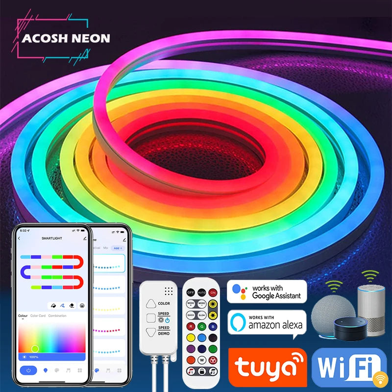 TUYA Neon LED Strip Lights 12-24V Silicone Rope Music Sync