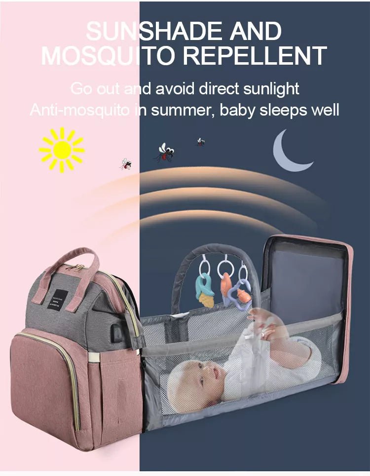 Baby Changing Nappy Bag With Crib - Diaper Nappy Stroller Bags for Baby - Maternity Bag Backpacks Crib Newborn