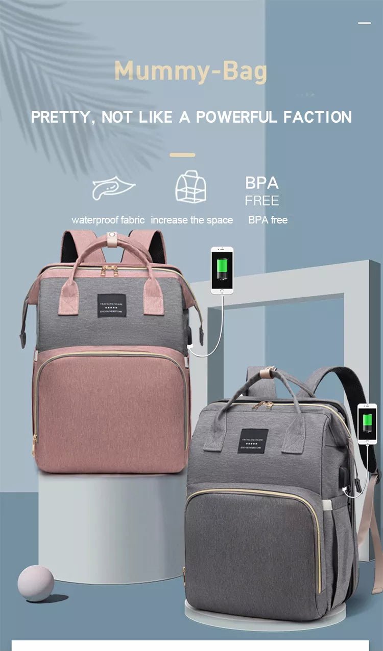 Baby Changing Nappy Bag With Crib - Diaper Nappy Stroller Bags for Baby - Maternity Bag Backpacks Crib Newborn