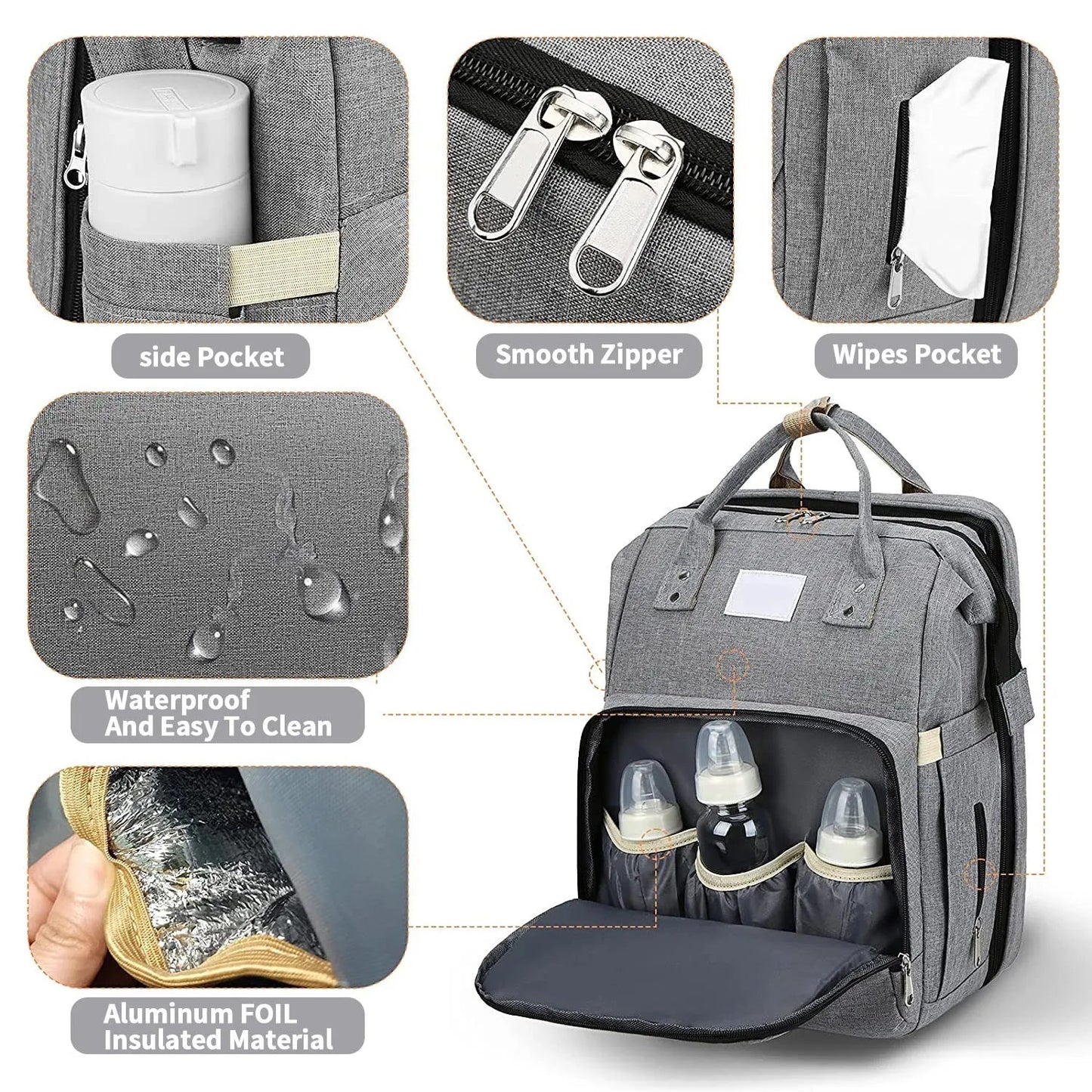 Baby Changing Nappy Bag With Crib - Diaper Nappy Stroller Bags for Baby - Maternity Bag Backpacks Crib Newborn