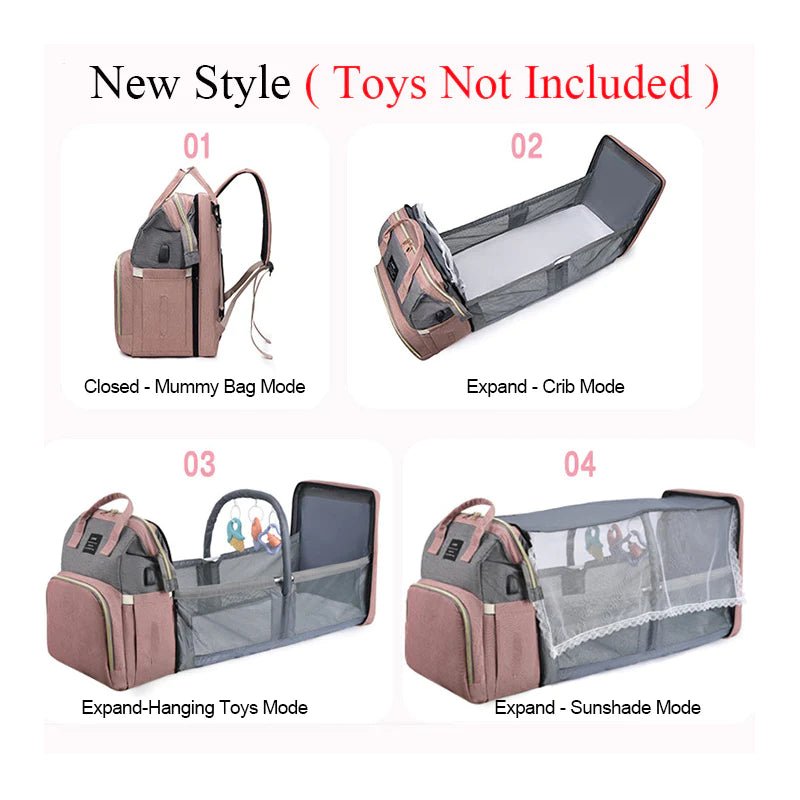 Baby Changing Nappy Bag With Crib - Diaper Nappy Stroller Bags for Baby - Maternity Bag Backpacks Crib Newborn