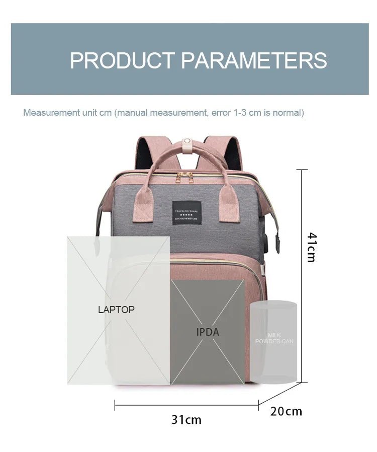 Baby Changing Nappy Bag With Crib - Diaper Nappy Stroller Bags for Baby - Maternity Bag Backpacks Crib Newborn