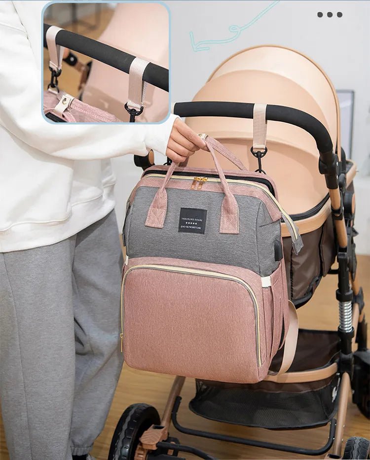 Baby Changing Nappy Bag With Crib - Diaper Nappy Stroller Bags for Baby - Maternity Bag Backpacks Crib Newborn