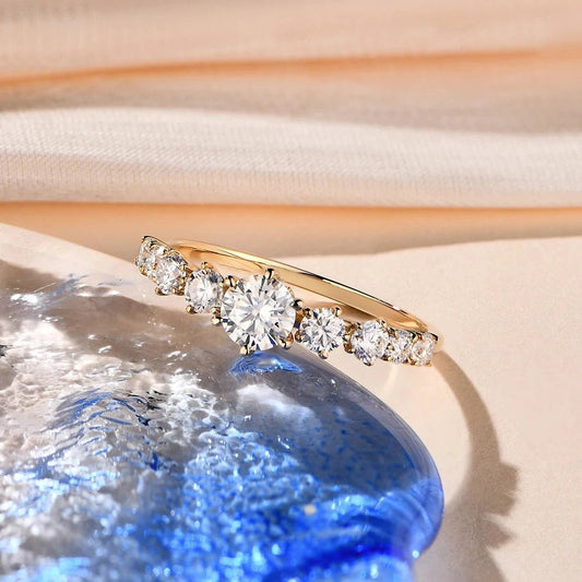 Engagement Ring VVS1 Moissanite14K Yellow Gold Plated 925 For Woman - Regal Allure