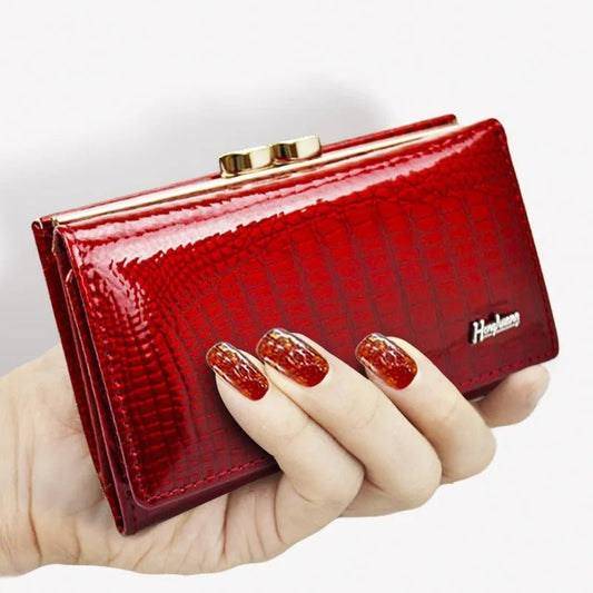 Genuine Leather Purse For Women - Long Alligator Pattern - Regal Allure