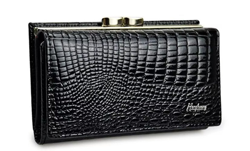 Genuine Leather Purse For Women - Long Alligator Pattern - Regal Allure