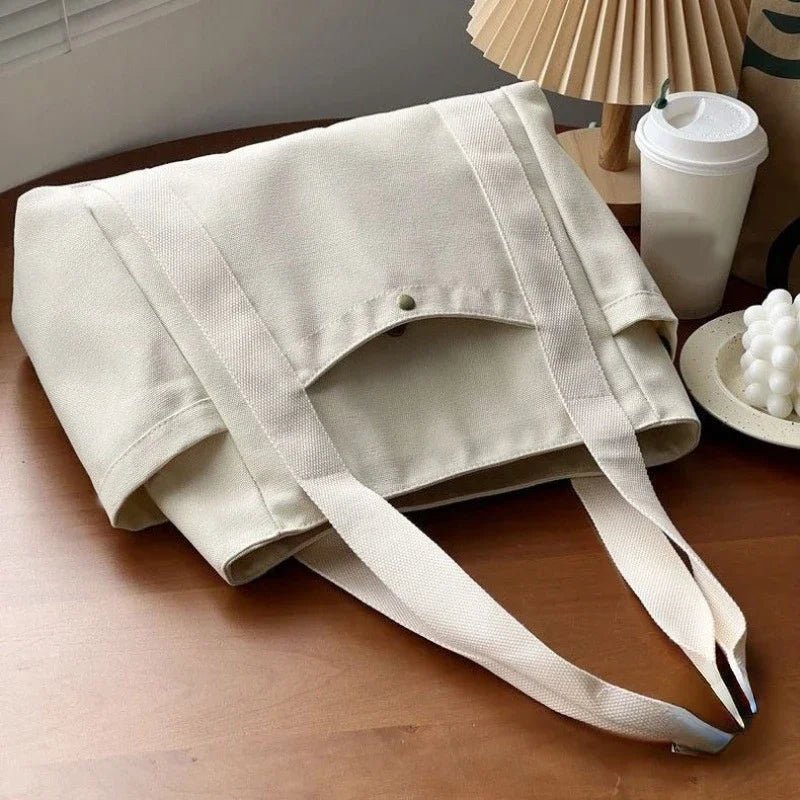 Large Canvas Tote Bag - Carrying Bag College Shoulder Style