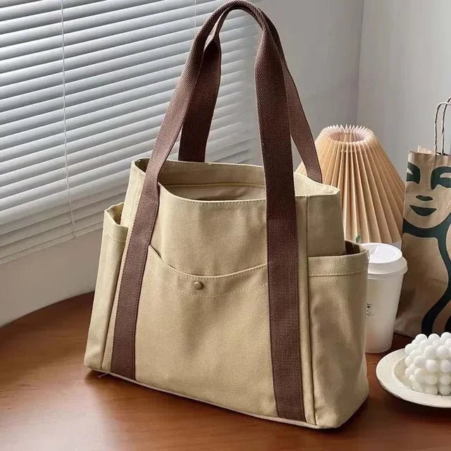 Large Canvas Tote Bag - Carrying Bag College Shoulder Style