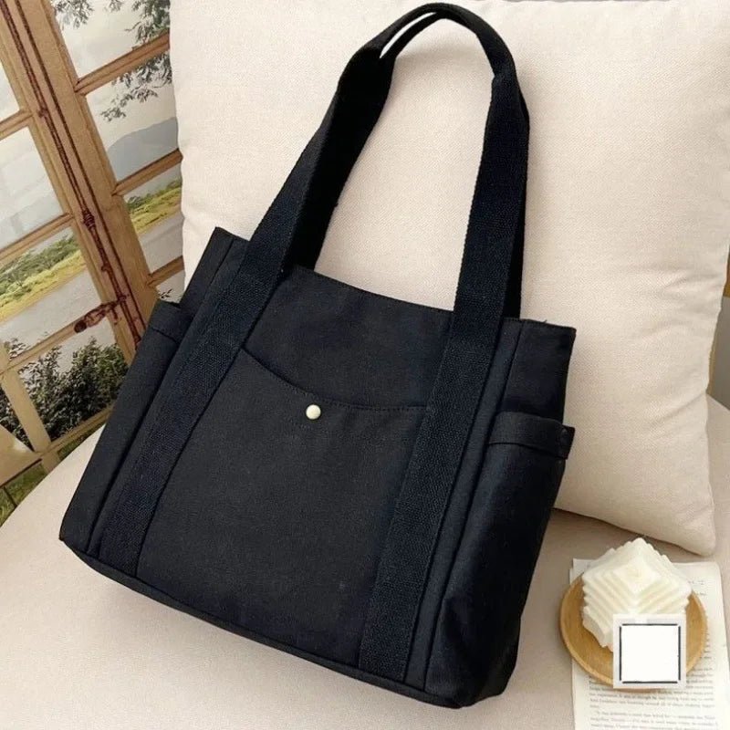 Large Canvas Tote Bag - Carrying Bag College Shoulder Style