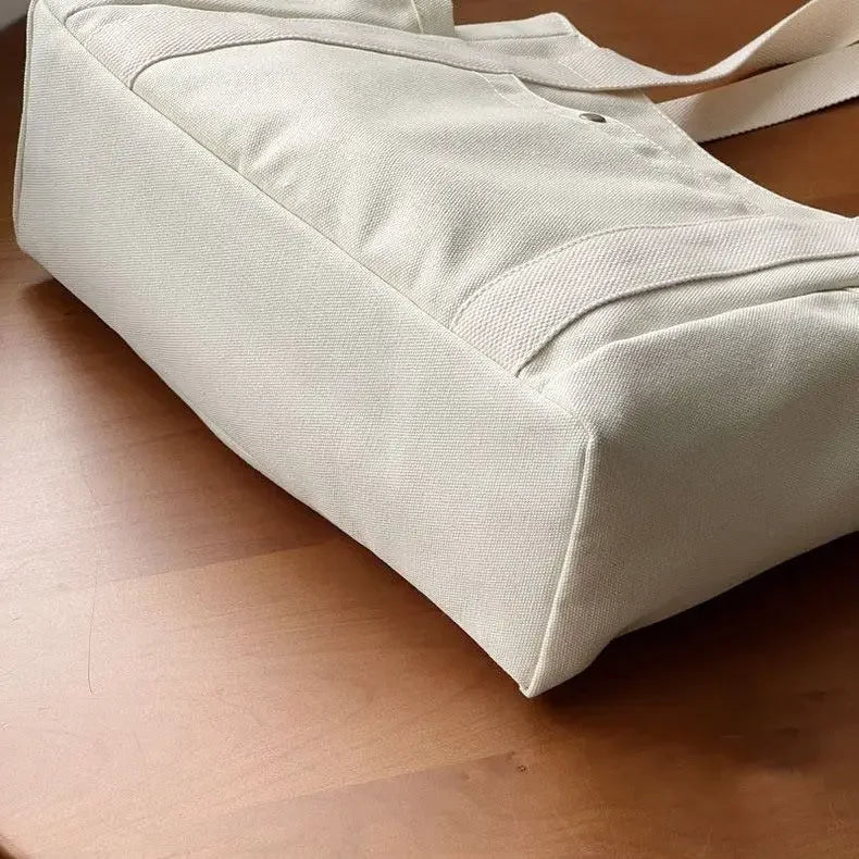 Large Canvas Tote Bag - Carrying Bag College Shoulder Style