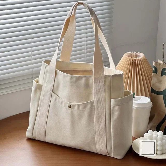 Large Canvas Tote Bag - Carrying Bag College Shoulder Style