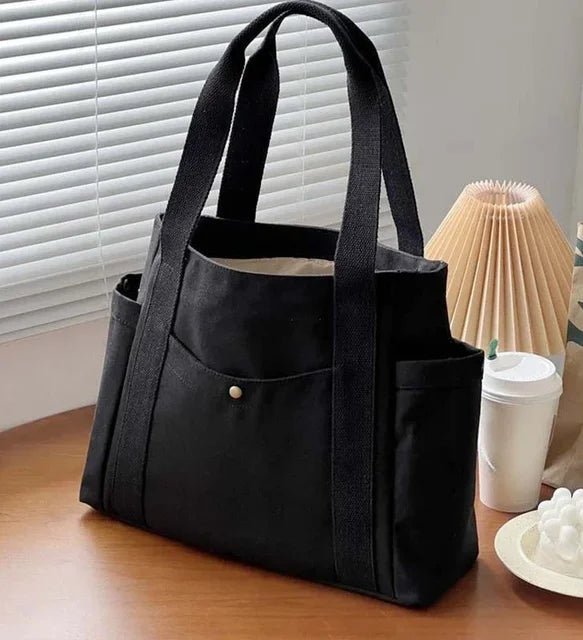 Large Canvas Tote Bag - Carrying Bag College Shoulder Style