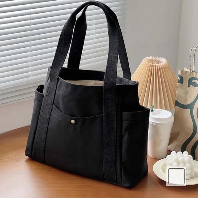 Large Canvas Tote Bag - Carrying Bag College Shoulder Style