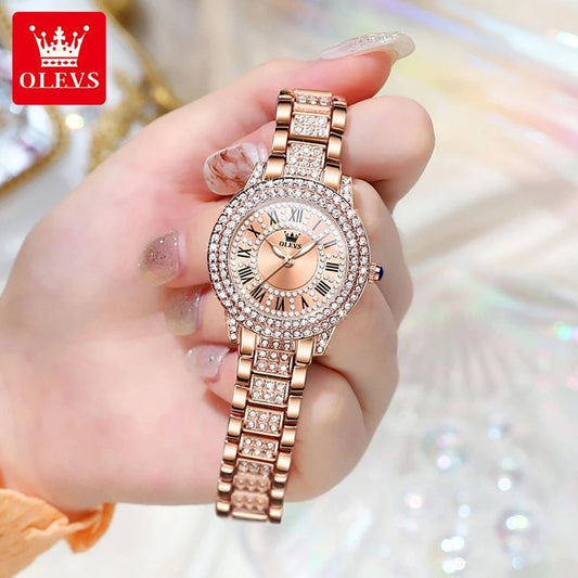 OLEVS Original Diamond Women Watch - Elegant Stainless Steel