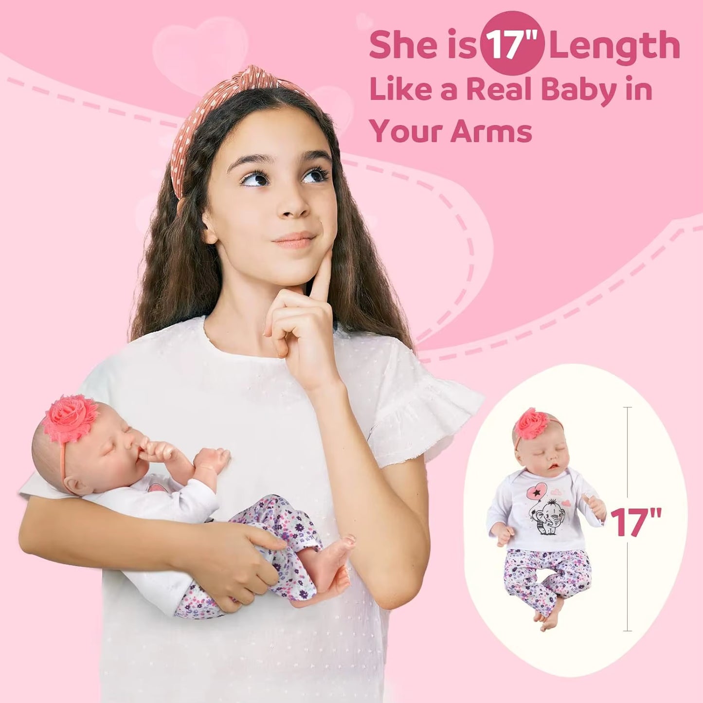 Reborn Dolls 17 Inch Handmade Realistic Baby Dolls Soft Cloth Body