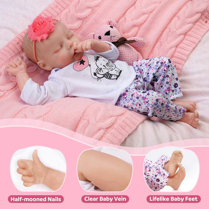 Reborn Dolls 17 Inch Handmade Realistic Baby Dolls Soft Cloth Body