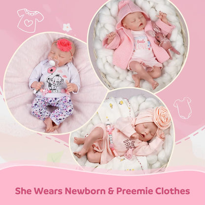Reborn Dolls 17 Inch Handmade Realistic Baby Dolls Soft Cloth Body