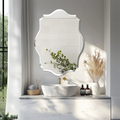 Antique Floral Outcut Oval Wall Mirror Decorative Makeup Vanity Mirror