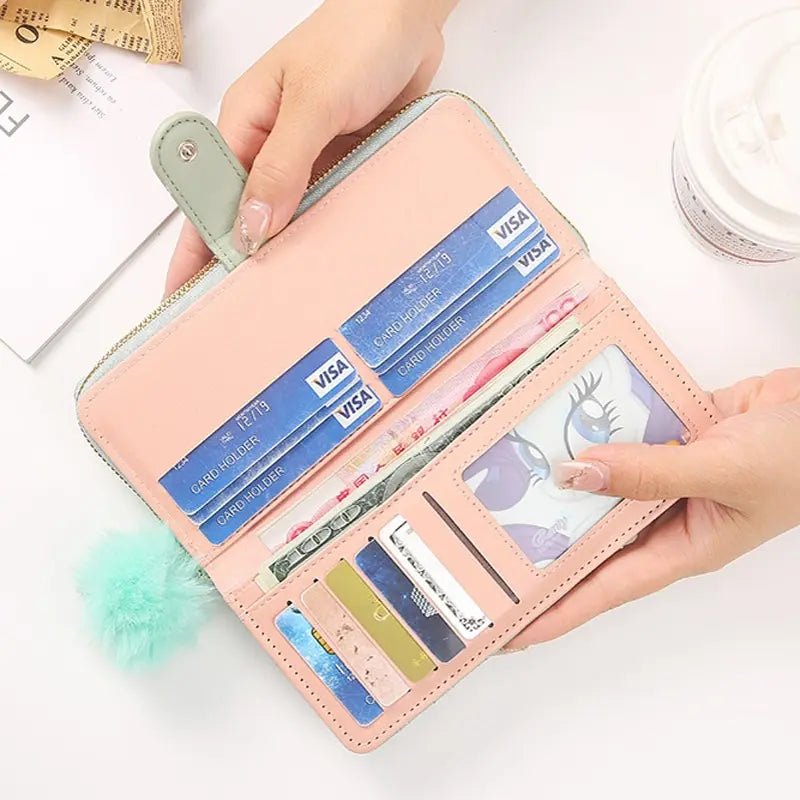 Cute Classic Woman Wrist Wallet Card Holder - PU Leather - Regal Allure