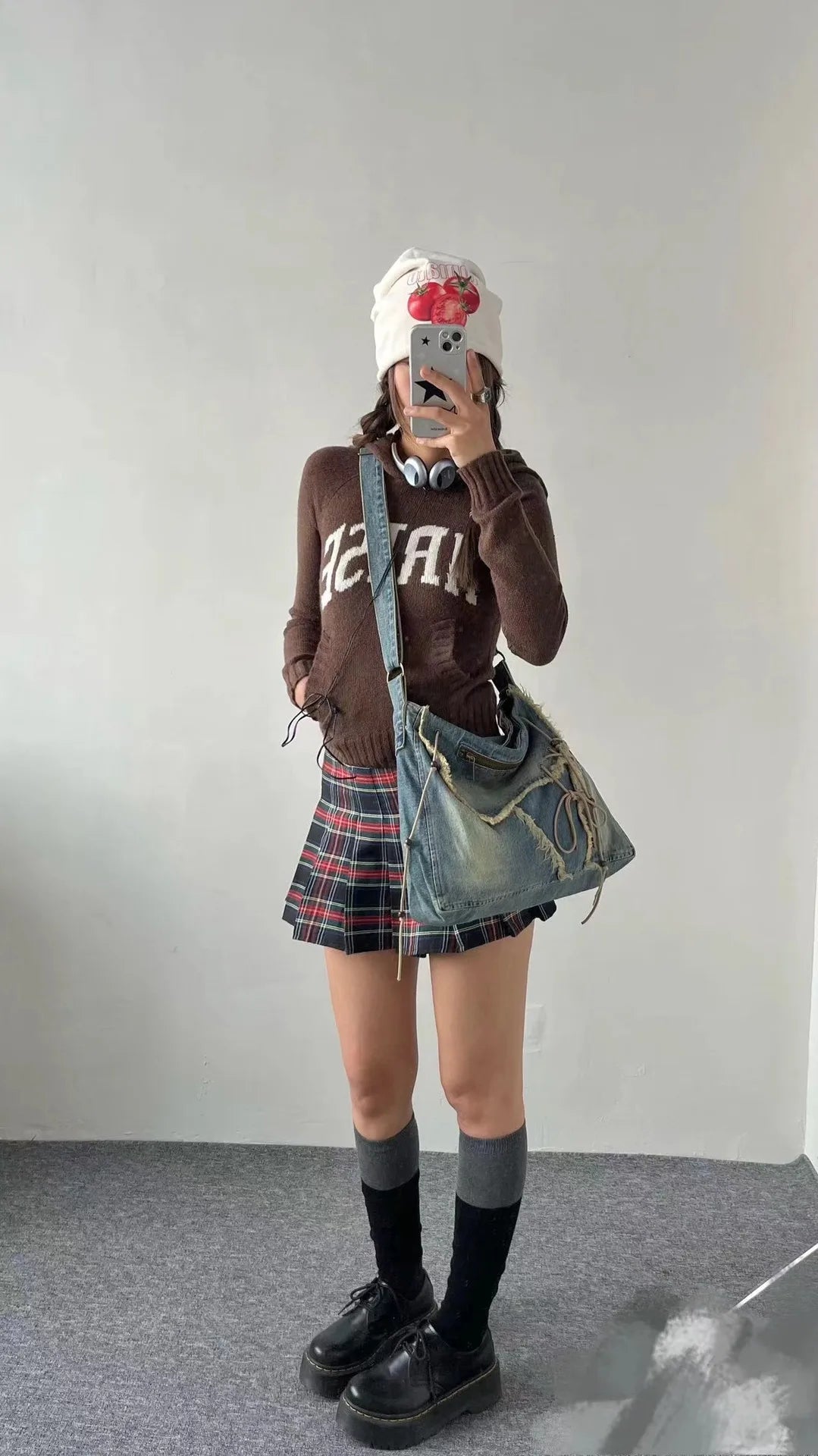 Denim Casual Tote Bag - Shoulder Student Bag Large - Regal Allure